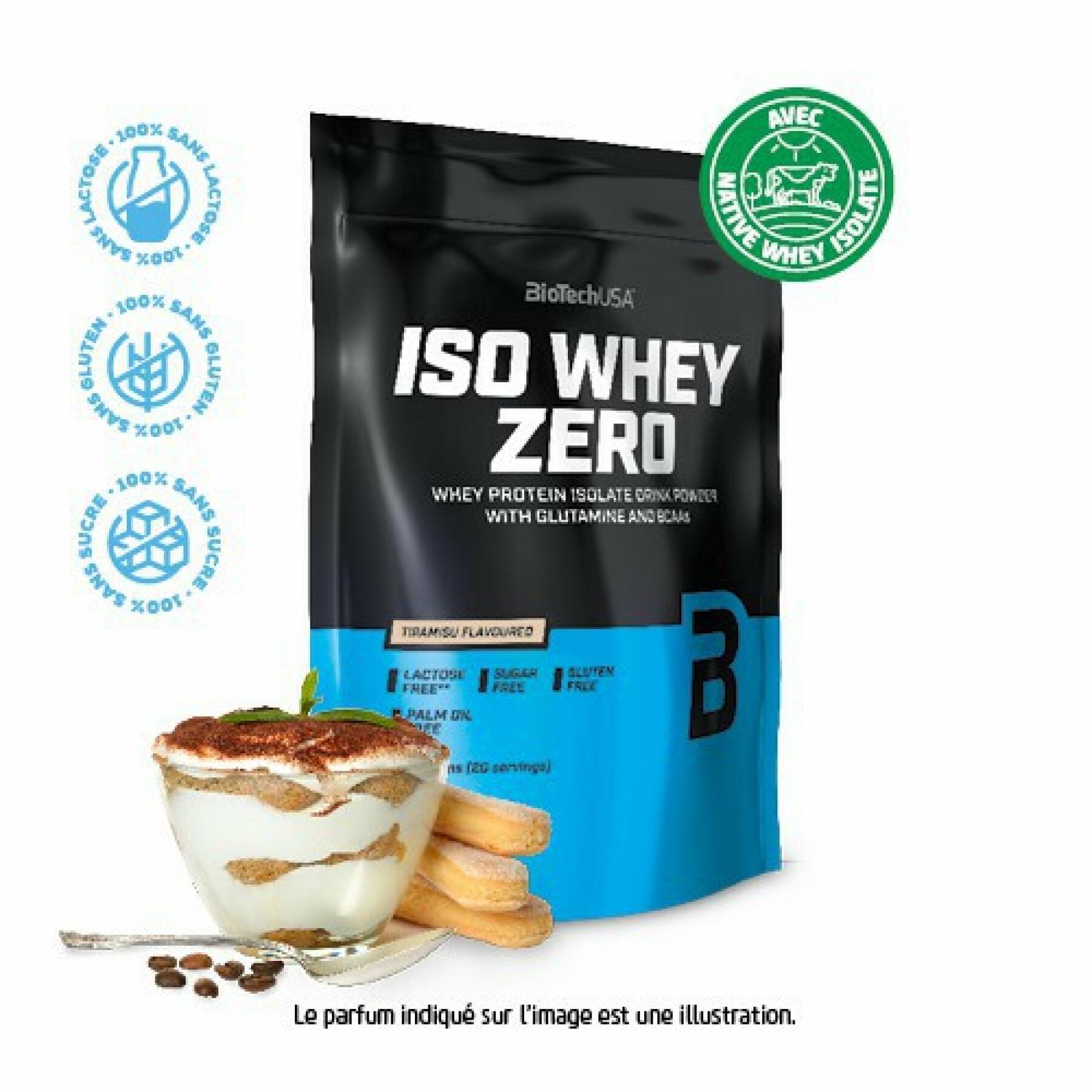 Pak van 10 zakjes proteïne Biotech USA iso whey zero lactose free - Tiramisu - 500g