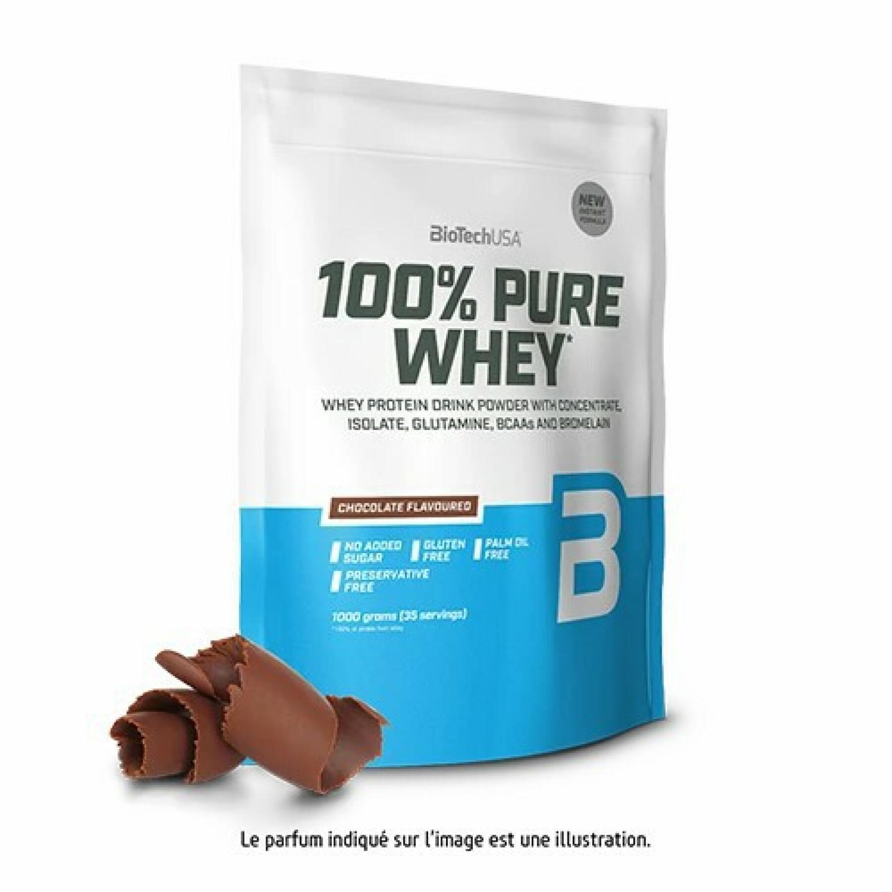 Pak van 10 zakken 100% zuivere wei-eiwitten Biotech USA - Chocolate - 1kg