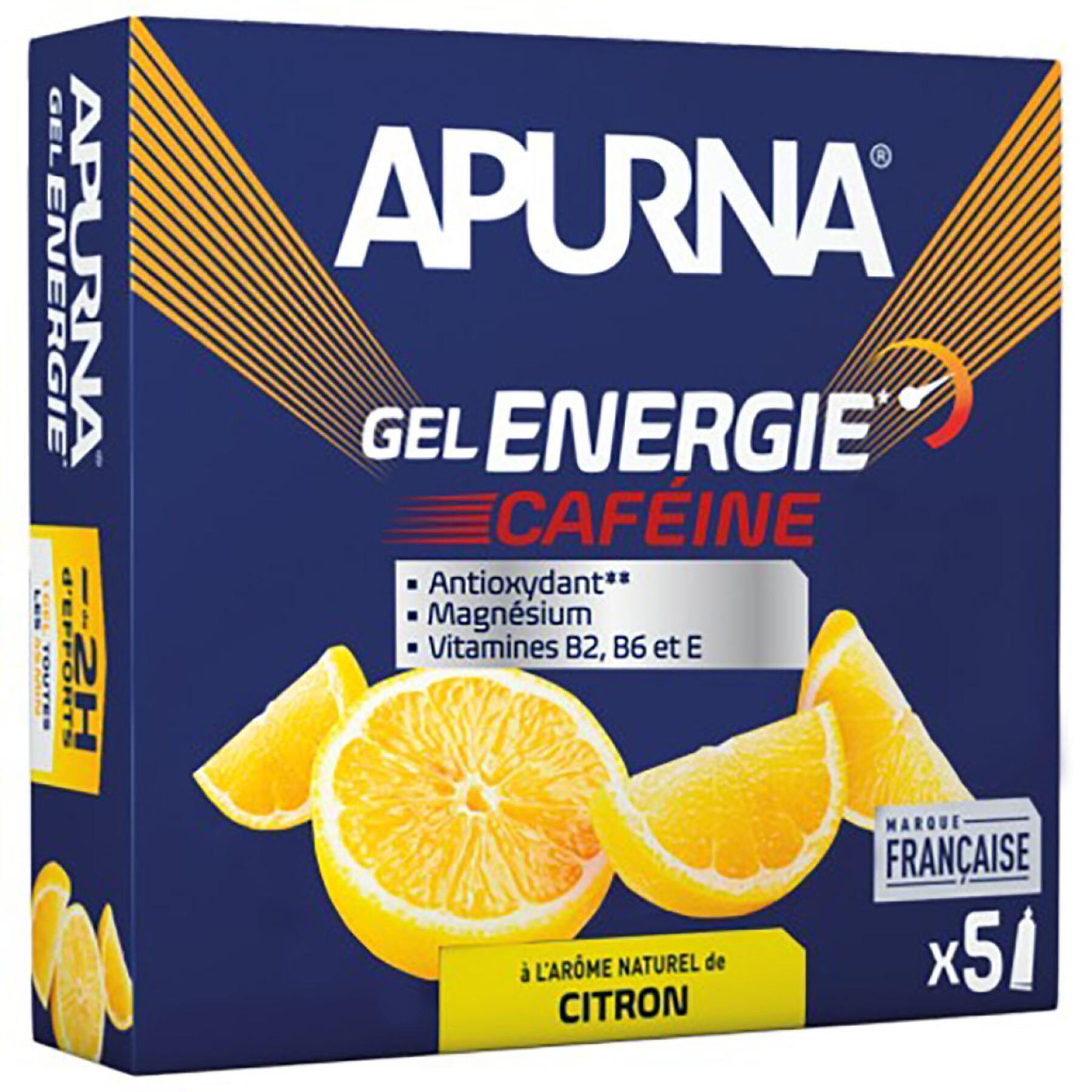Set van 5 citroen cafeïne energiegels Apurna
