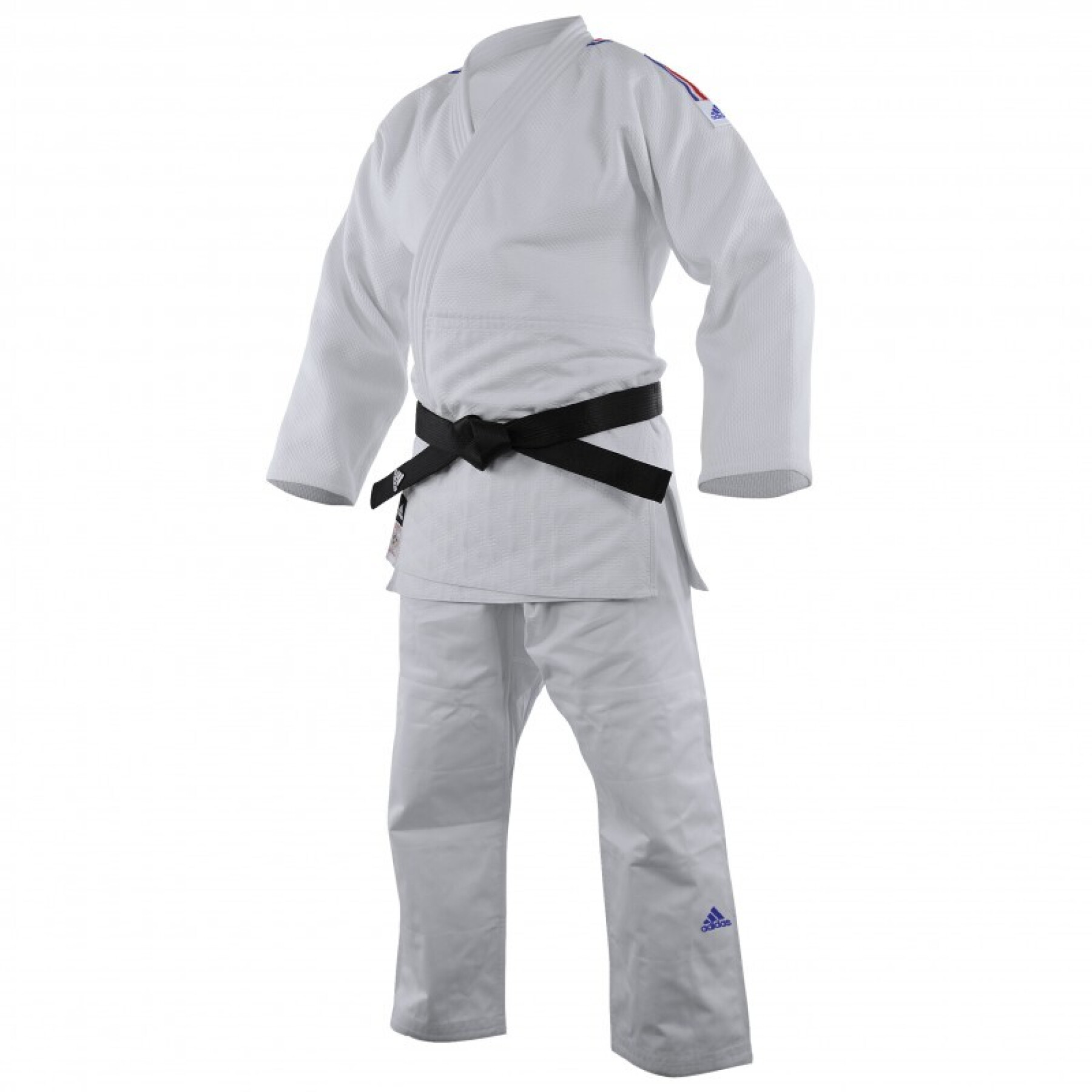 Judogi met blauw wit rode streep adidas Champion III