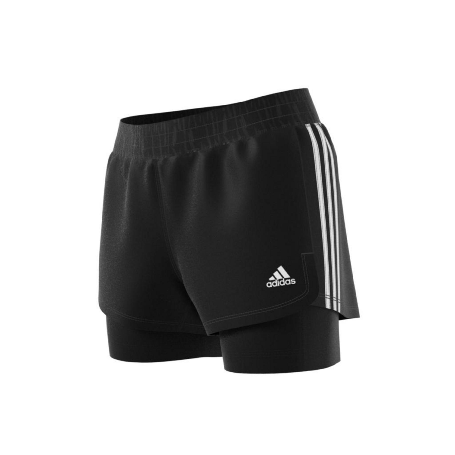 Dames shorts adidas Pacer 3-Bandes Woven Two-in-One