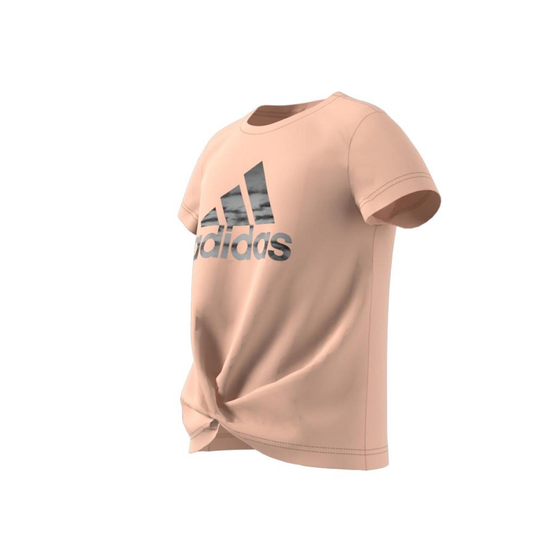 Meisjes-T-shirt adidas Primegreen AEROREADY Training Dance Move Knotted Metallic Logo-Print