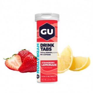 Tube van 12 hydratatietabletten Gu Energy fraise/limonade (x8)