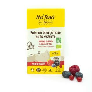 Doos van 6 zakjes biologische antioxidant energiedrank rode vruchten Meltonic 35 g